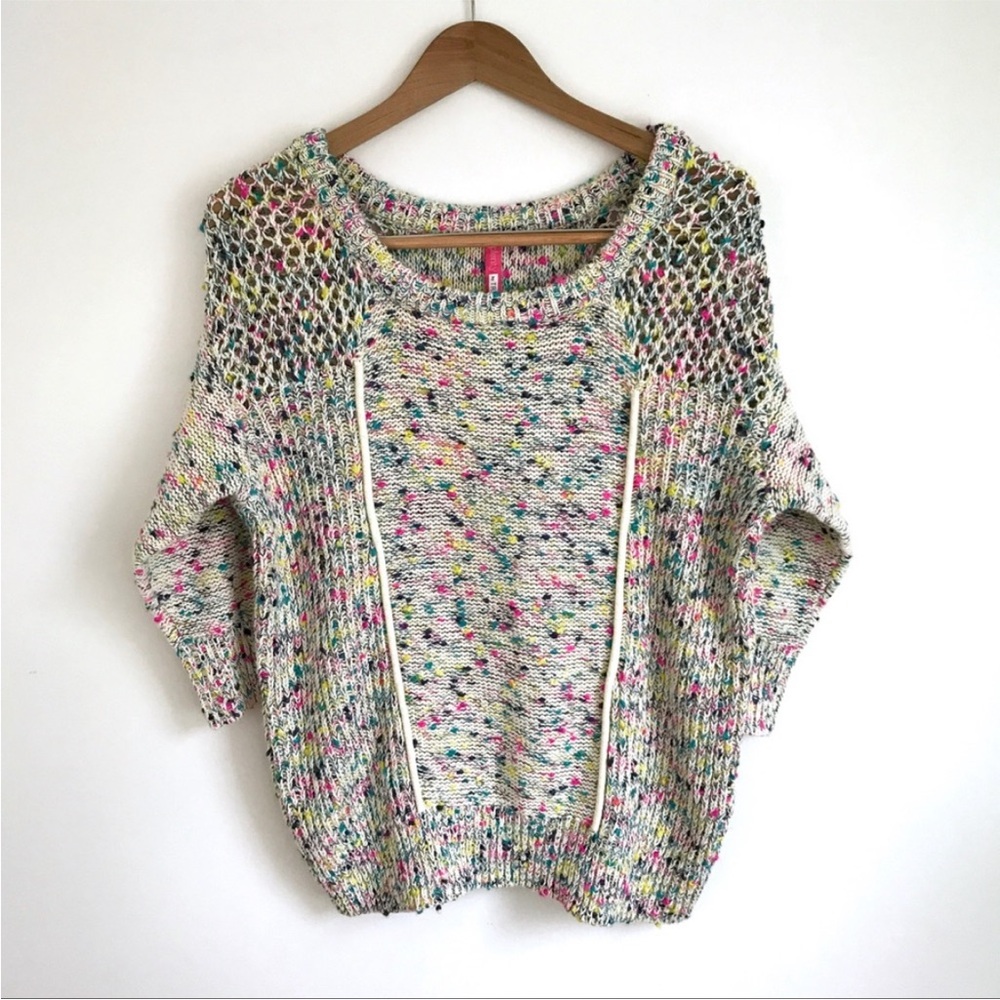 Anthropologie Plenty by Tracy Reese Multicolor popcorn knit  Sweater pink S